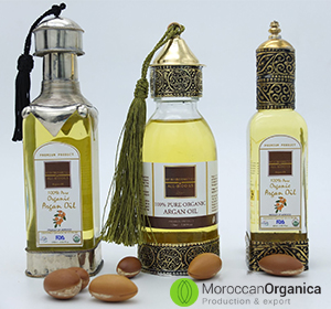 Cosmetic Pure argan oil in a Handmade bottle